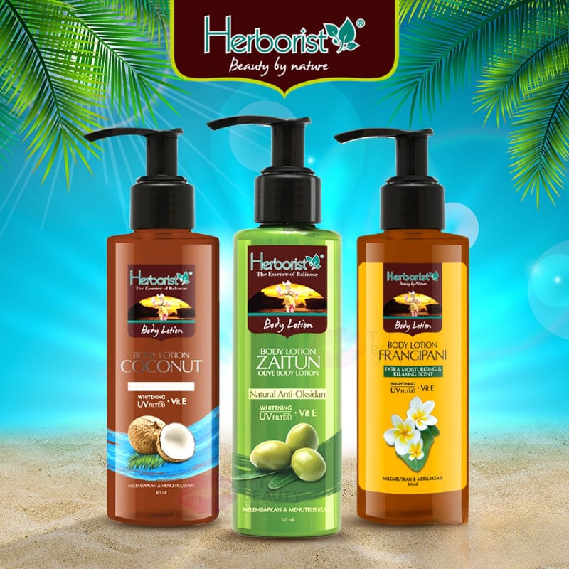 Herborist Body Lotion Zaitun | Coconut | Frangipani | Whitening UV Filter Herboris 145ml | Herboris