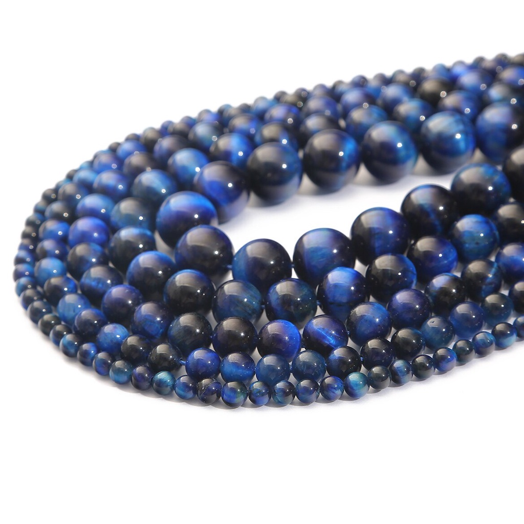 32-89/PCS Manik-manik Batu Alam Biru Tiger Eye Bulat Manik-manik untuk Membuat Perhiasan Memilih Ukuran 4/6/8 Mm Membuat Gelang/Kalung Aksesoris