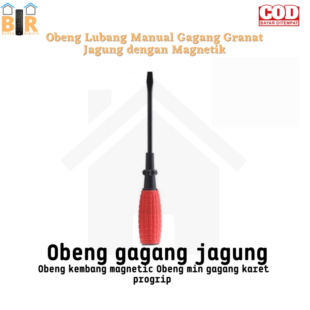 Obeng Magnet Gagang Karet Granat Jagung 2-8 Inch Plus Minus