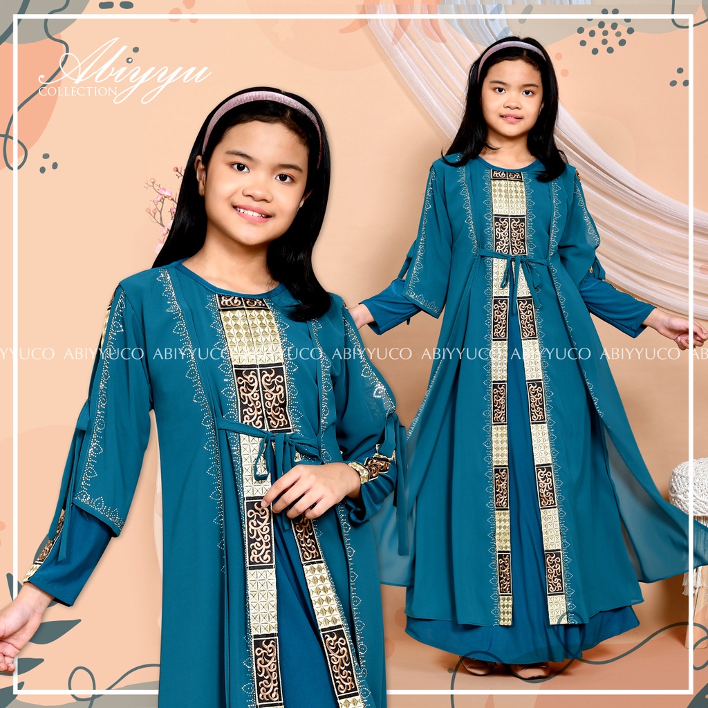 Abiyyuco GL1074A | Gamis Abaya Turkey Anak Perempuan Turkiy Remaja Tanggung Turki Couple Ready Untuk Anak Usia 4 sampai 13 tahun  Bahan Jersey mix Ceruty