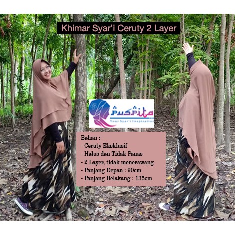 Khimar Syari Jumbo 2 Layer Pet Antem by Puspita Hijab