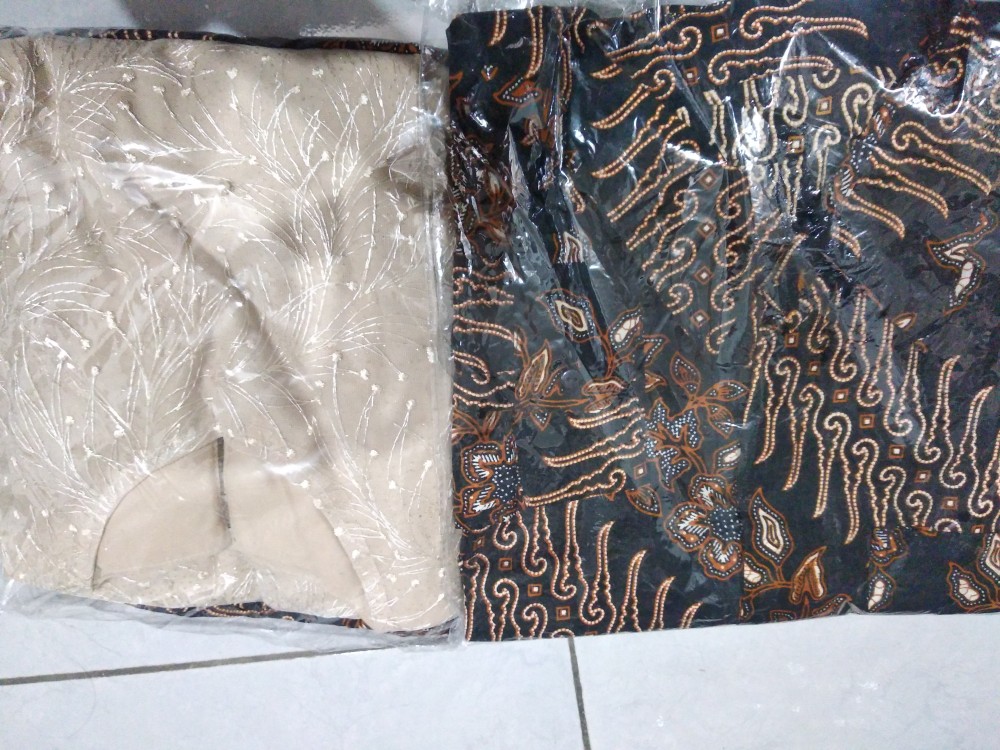 Baju Couple Ataliya Kebaya Brokat Simple Biru / Baju Kondangan / Baju Tunangan / Sarimbit