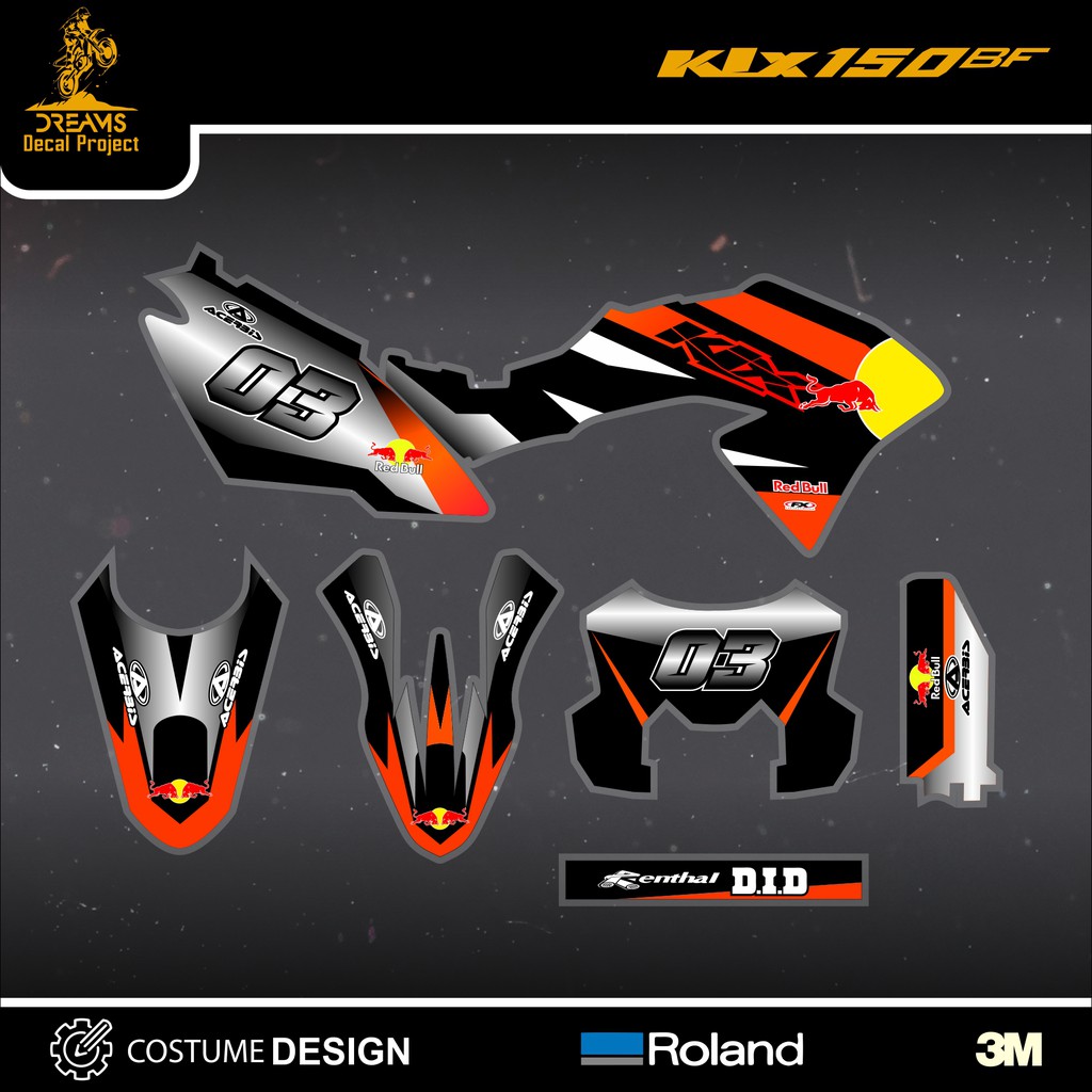 Decal KLX 150 BF Red Bull Orange
