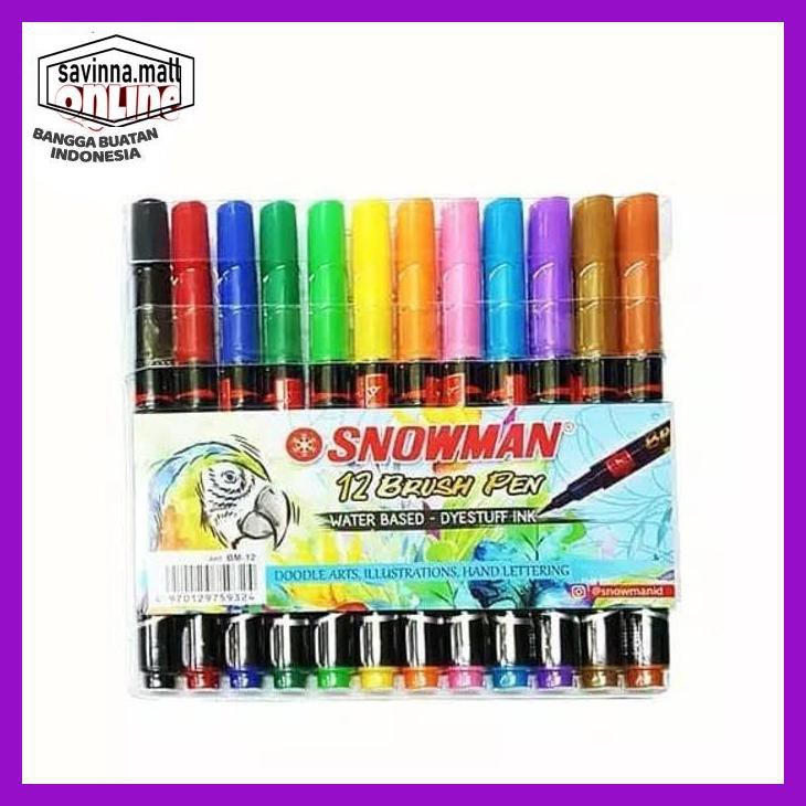 

U0Uo879- Snowman Brush Pen Spidol 12 Warna Y7Ry688-