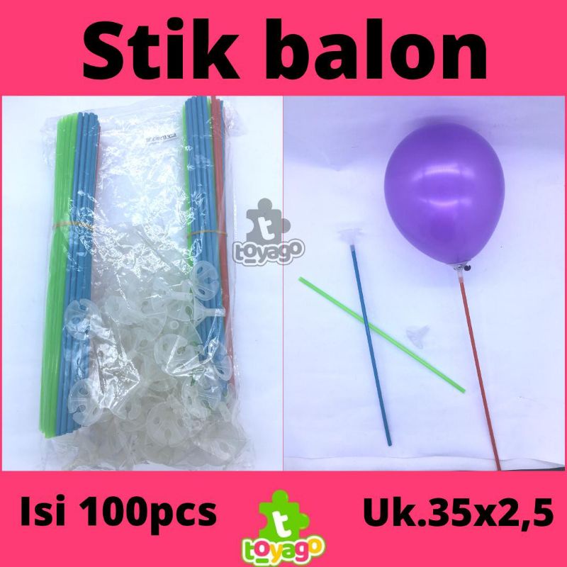 Stik+Cup Balon latex/tangkai balon isi 100 Pcs Grosir Murah