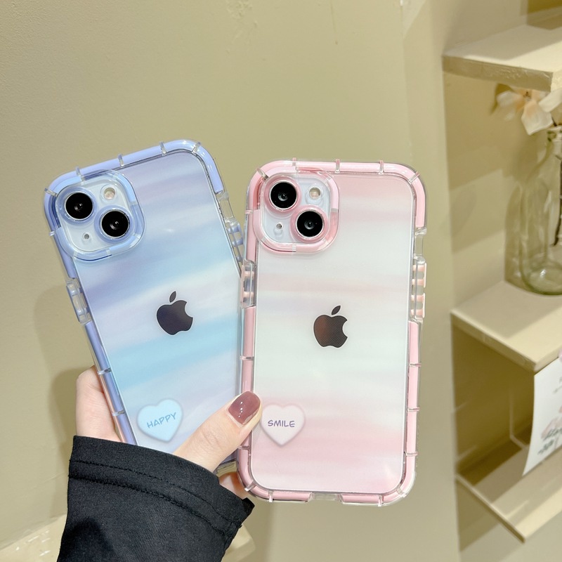 Bersinar Pada Malam Hari Bercahaya Soft Case untuk IPhone Xr Xs Max Ip Apple IPhone 11 12 13 14 Pro Max Wanita Gradien cinta Ungu Merah Muda Hadiah Teman Hati  casing hp