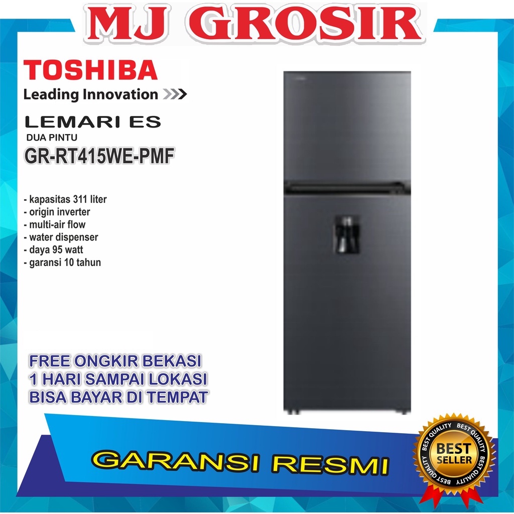 KULKAS TOSHIBA GR-RT 415 WE PMF LEMARI ES 2 PINTU WATER DISPENSER