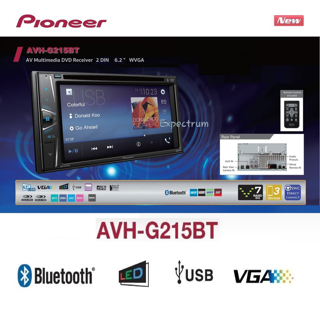 TAPE MOBIL PIONEER AVH‐G215BT AVH G215 BT DOUBLE DIN HEAD UNIT AUDIO - AUDIO & VIDEO MOBIL - AKSESO-