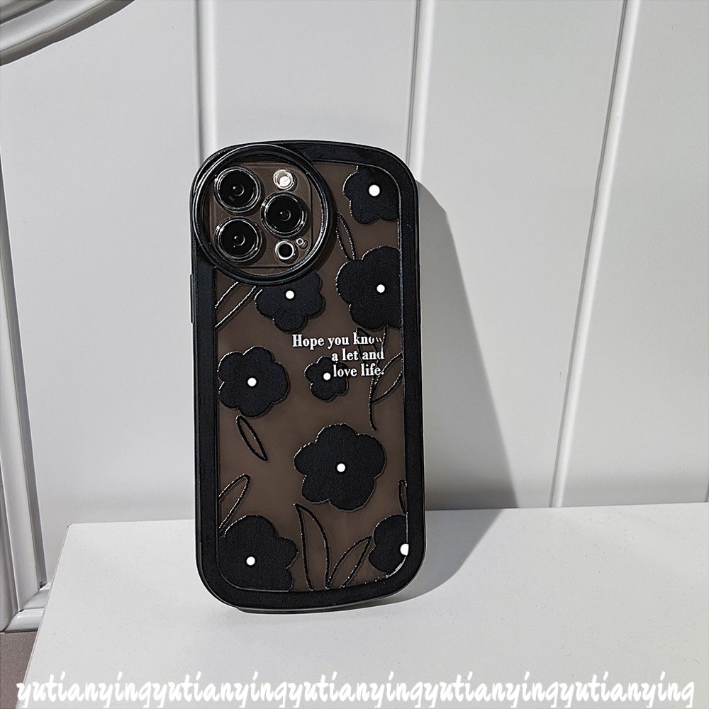 Soft Case TPU Motif Bunga Hitam Misterius Untuk IPhone 13 12 11 Pro MAX 7 Plus 13 8Plus X XR 6 6S 7 8 Plus XS MAX SE 2020