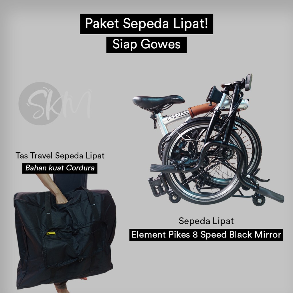 Element Pikes 8 Speed Black Mirror Edition  mirip Brompton S6L Nickel Black Edition == SOLD OUT ==