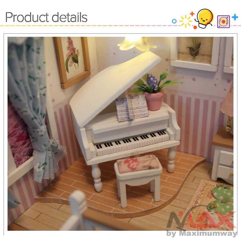 Merakit Rumah boneka bisa untuk pajangan cantik, Sylvanian Cute Room Miniatur Rumah Boneka 3D DIY 1:24 Cover - M026 Doub K Furniture Toy miniature bedroom Wood DIY Dolls House Pretend Play toys for girls kids Household dollhouse