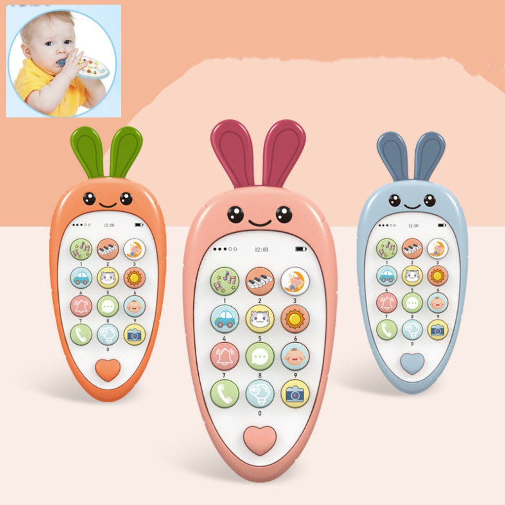 HP Mainan Anak Telepon Carrot Phone 2 in 1 Mainan Bayi Baby Teether Phone Bilingual