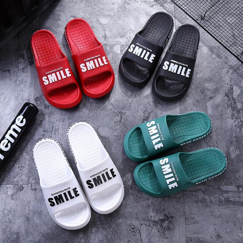 Sandal Pria Karet Slop Import Distro Dewasa Casual Keren Santai Rumah Smile Korea Style Cowok Fashion Murah Grosir COD TOKO92