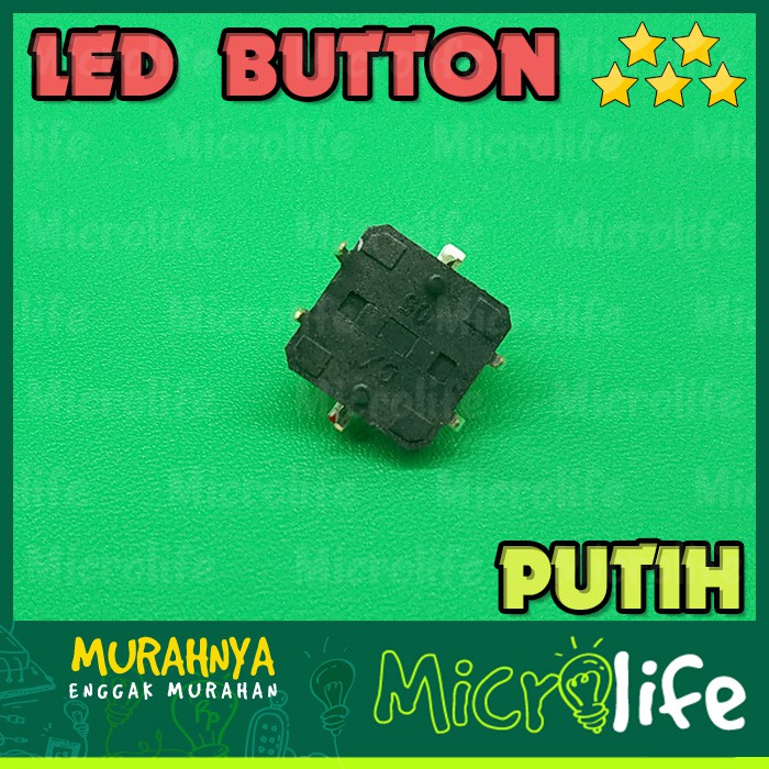 TOMBOL LED NYALA PUTIH 12x12x7.3MM