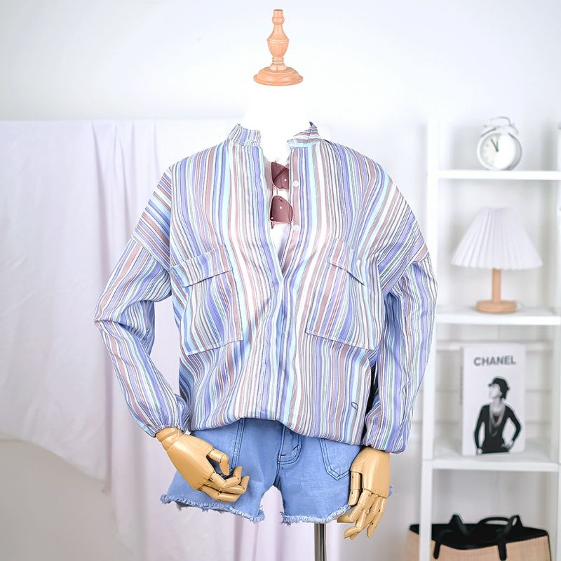 Arifirn Sierra Candy Stripe Tunik - Kemeja Oversize Wanita | Tunika Wanita | Blouse Wanita