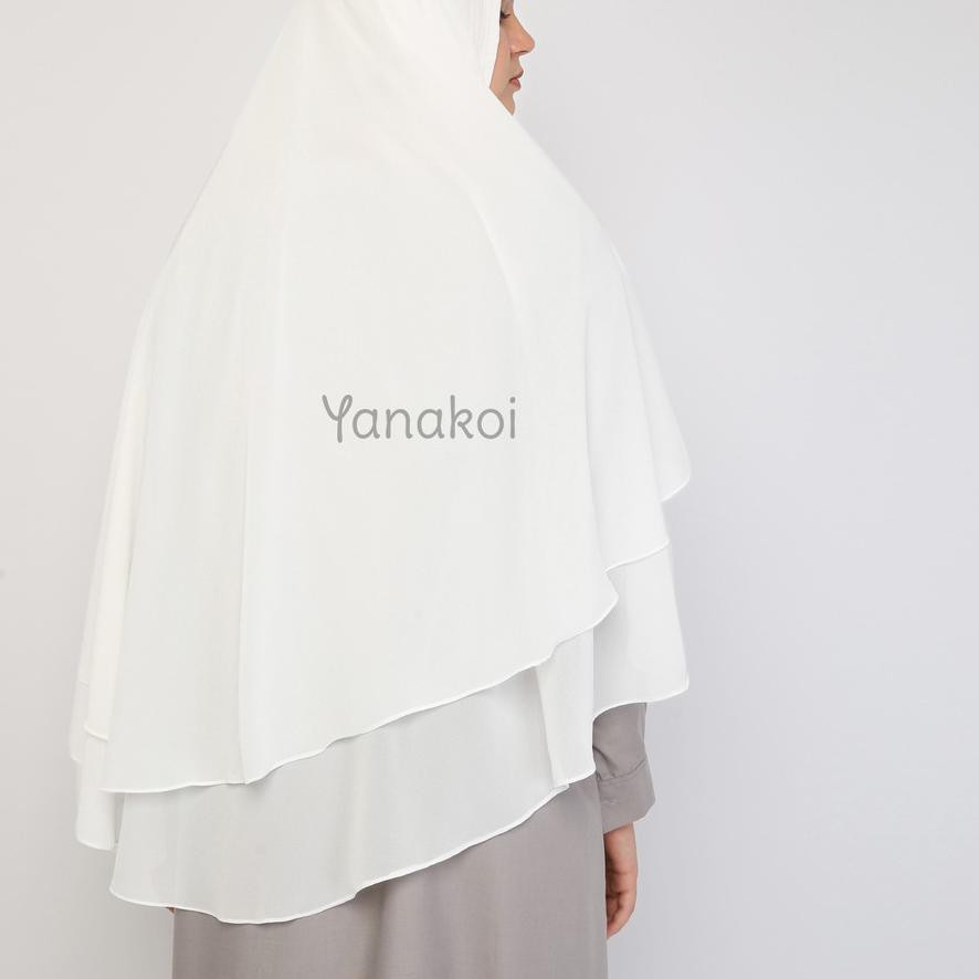 ★FRESS★ c628 Yanakoi Hijab - Jilbab Khimar Syafa Tanpa Pet Warna Putih Tulang ❅