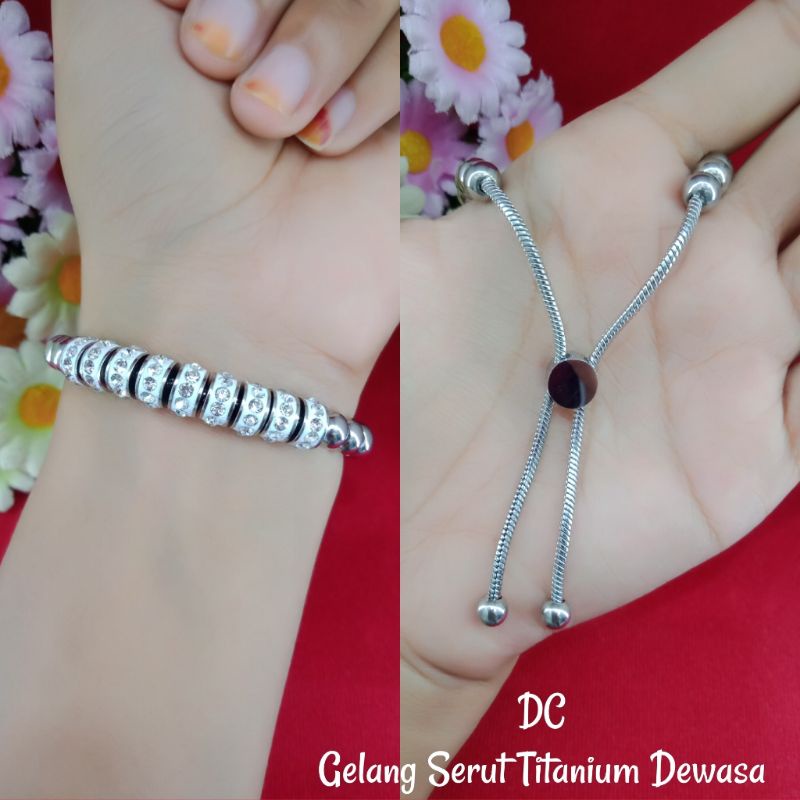 Gelang Tangqn Serut Titanium Silver