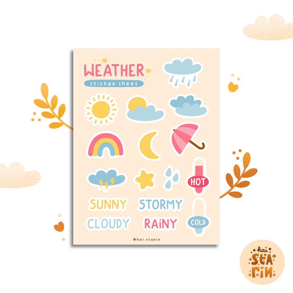 

STIKER WEATHER SERIES | Stiker Aesthetic | Stiker Jurnal Cuaca | Aesthetic Cute Weather Sticker Journal