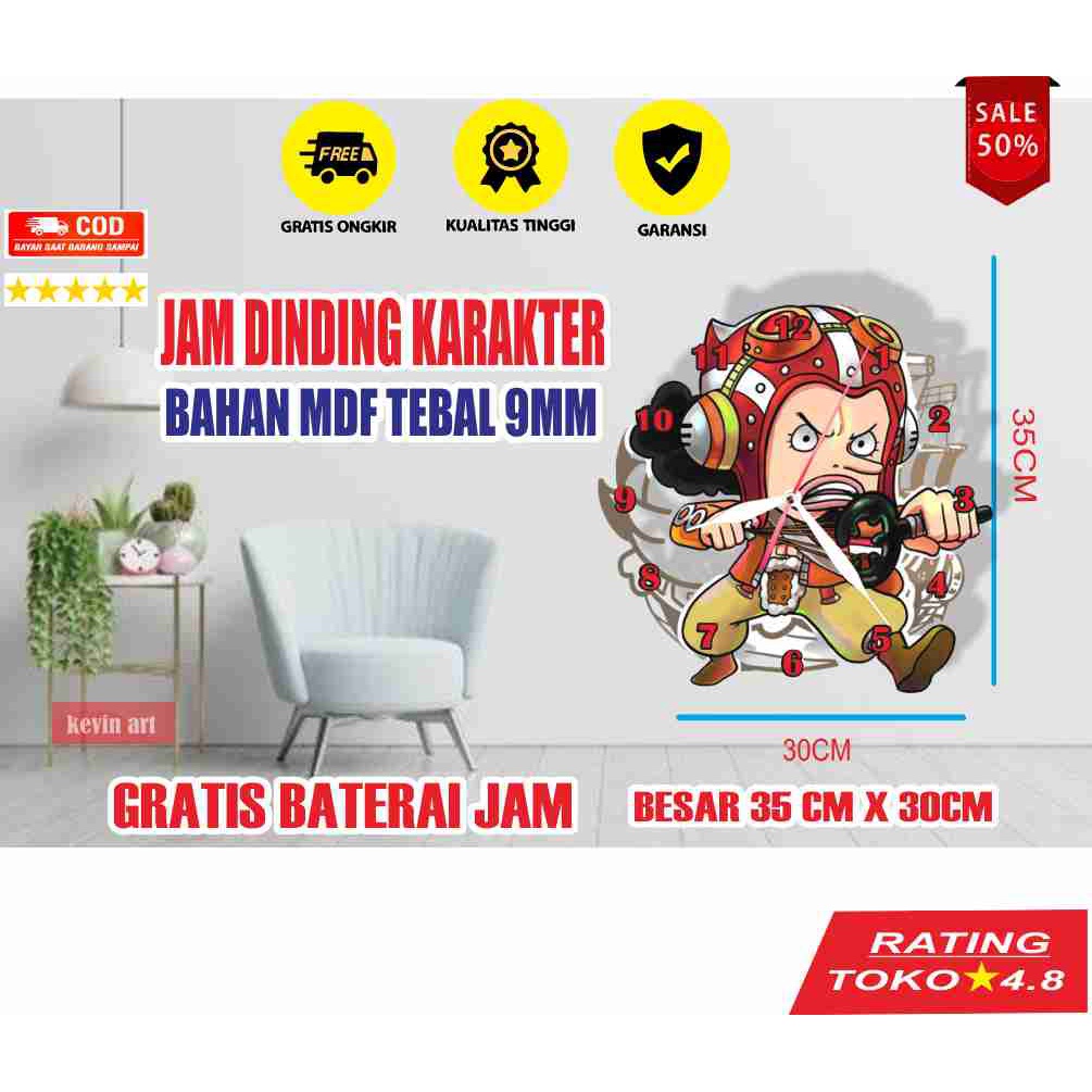 JAM DINDING ONE PIECE LOGO ANIME KARTUN KAYU UNIK TERBARU KEREN KARAKTER SANJI UCOK MURAH BESAR UKURAN JUMBO