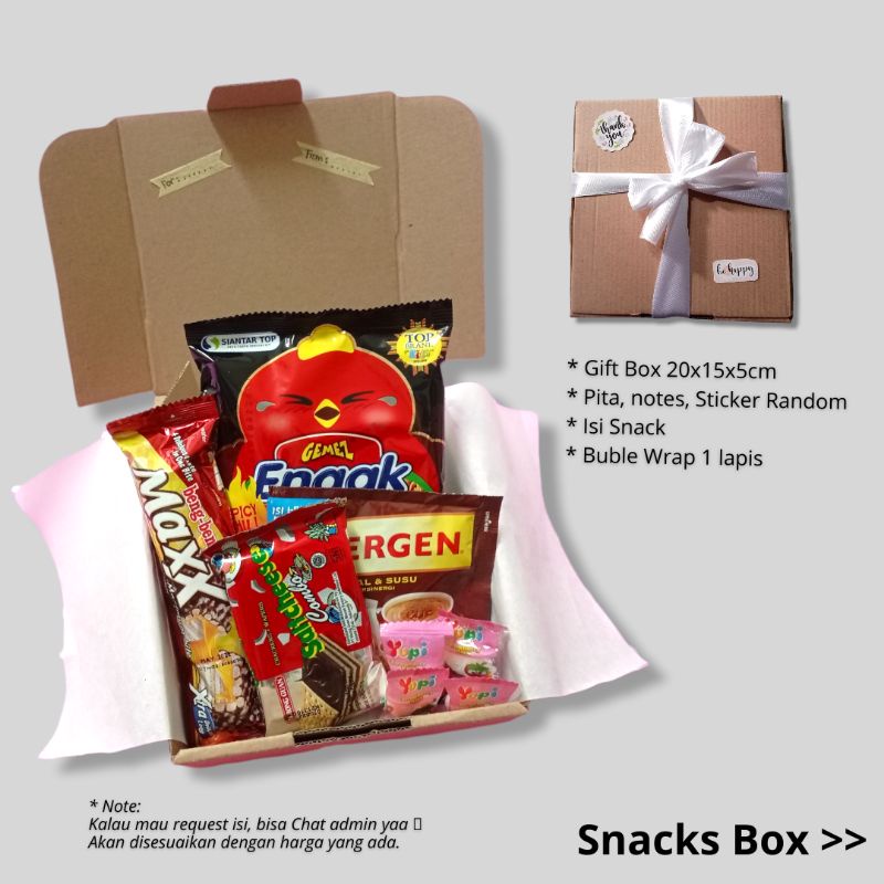

Snacks Box/ Hampers Snack/ Hadiah Kado Cemilan Murah/ Ulangtahun
