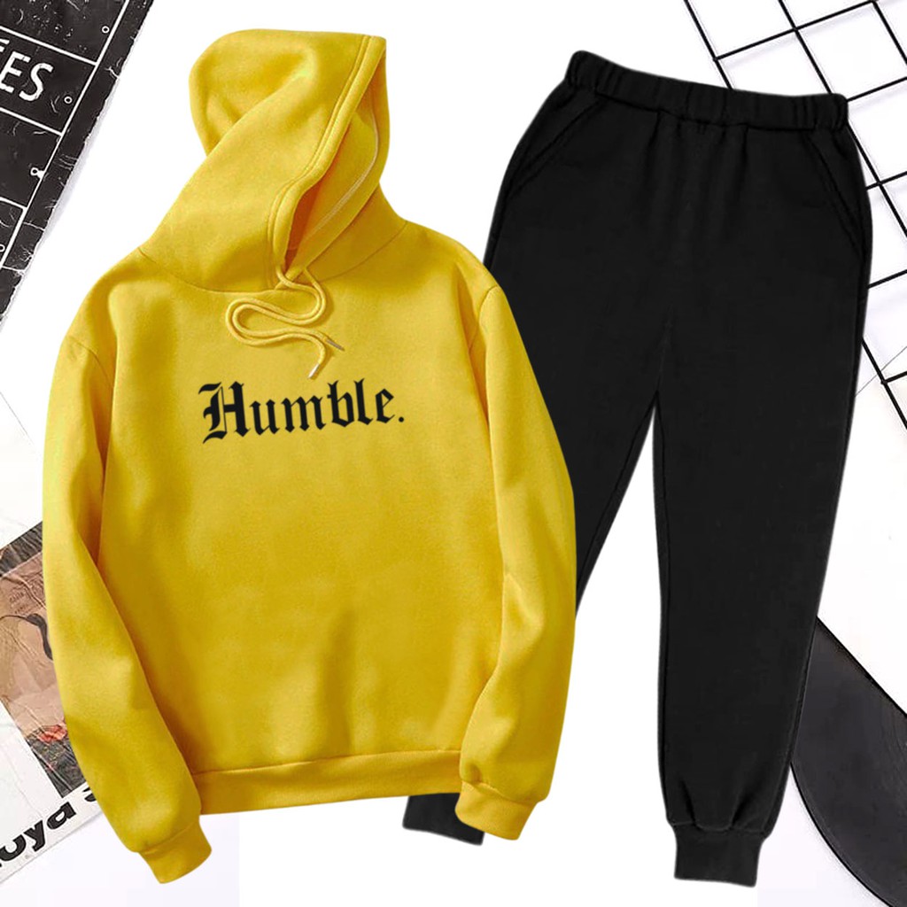 BESS - Baju Setelan Wanita Murah / Setelan Hoodie + Jogger Hitam - HUMBLE