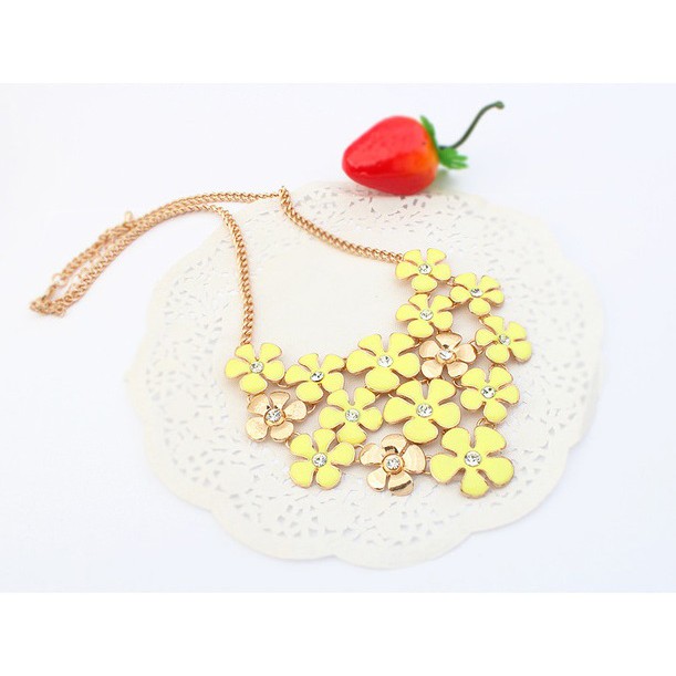 kalung motif bunga kuning diamond flowers necklace jewelry (3D2) jka131