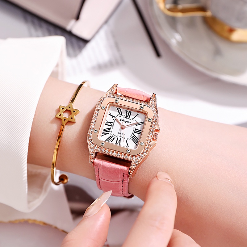 Jam Tangan Wanita Fashion Nova Diamond Geometri Model Korea