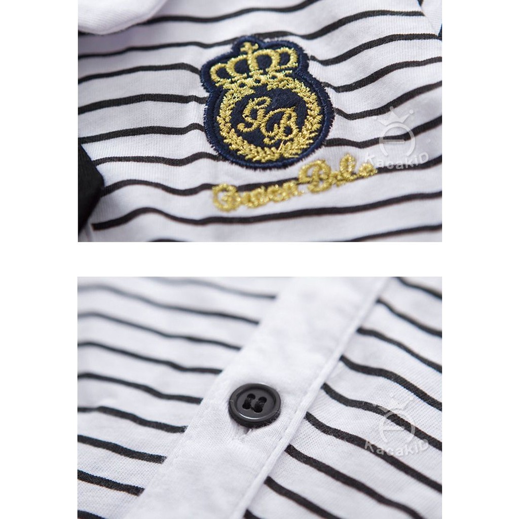 Promo !! LS setelan dasi stripe button sz 1th-4th (include dasi slama persediaan masih ada) (GREY ONLY)