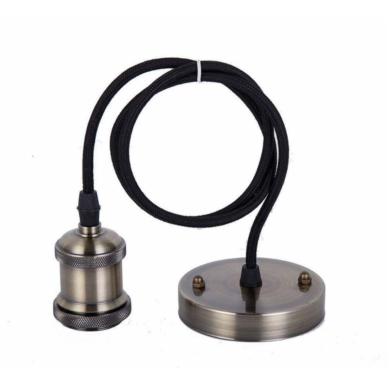 Fitting Lampu Gantung E27  Aluminum + Kop kabel