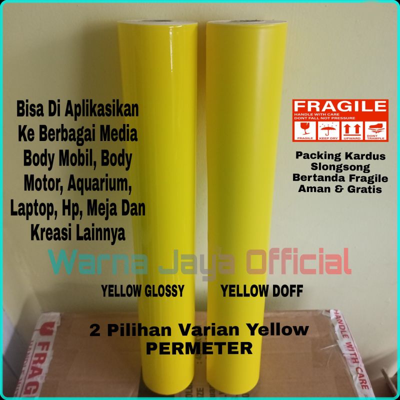 PERMETER/100cm Sticker Stiker Skotlet Kuning Yellow Glossy & Doff Murah Setiker Scotlet Sekotlet Kun