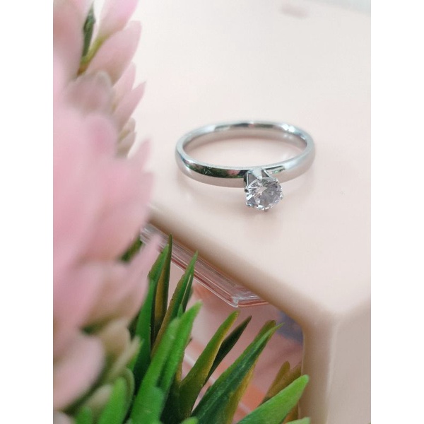 Cincin Putih Permata Cincin Titanium Cincin Nikah/Tunangan