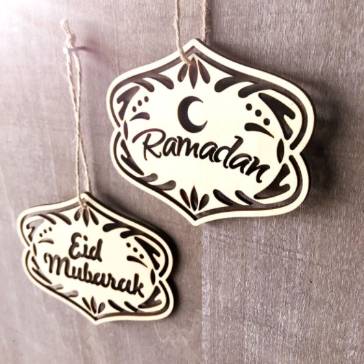 [ORGM] *IDUL FITRI* Gantungan Pajangan Kayu Tulisan Eid Mubarak Ramadan Tag Souvenir Goodie bags