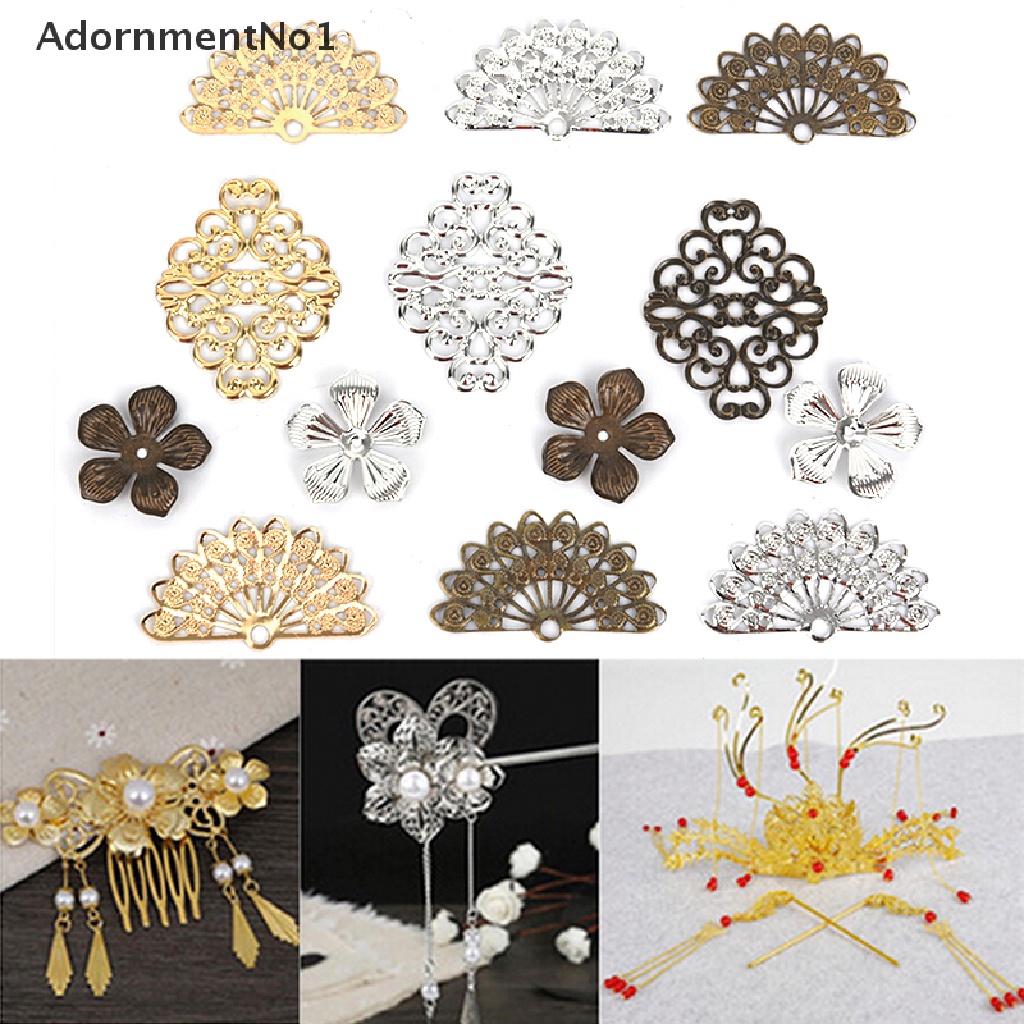 (AdornmentNo1) 100pcs / Set Hiasan Bunga Filigree Bahan Metal Untuk Kerajinan Perhiasan DIY