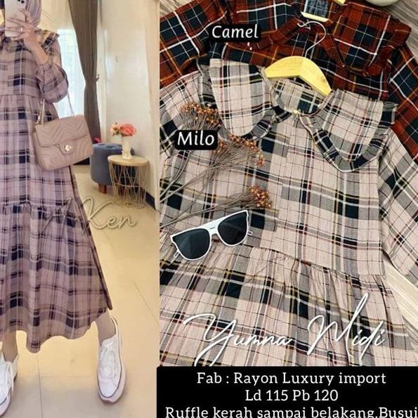 ➪ Midi Dress Kotak Zara import MJS ♨