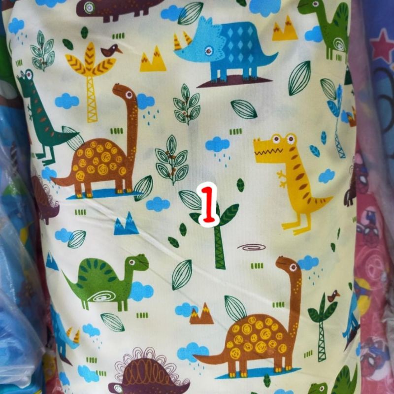 kain sprei anak motif dinosaurus