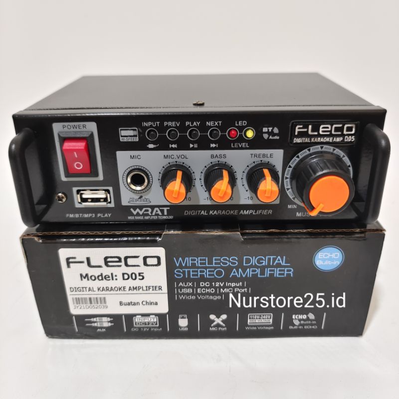 Power Amplifier Bluetooth FLECO Karaoke D05 Karaoke Stereo + MP3 Player Ampli Bluetooth FLECO Karaok