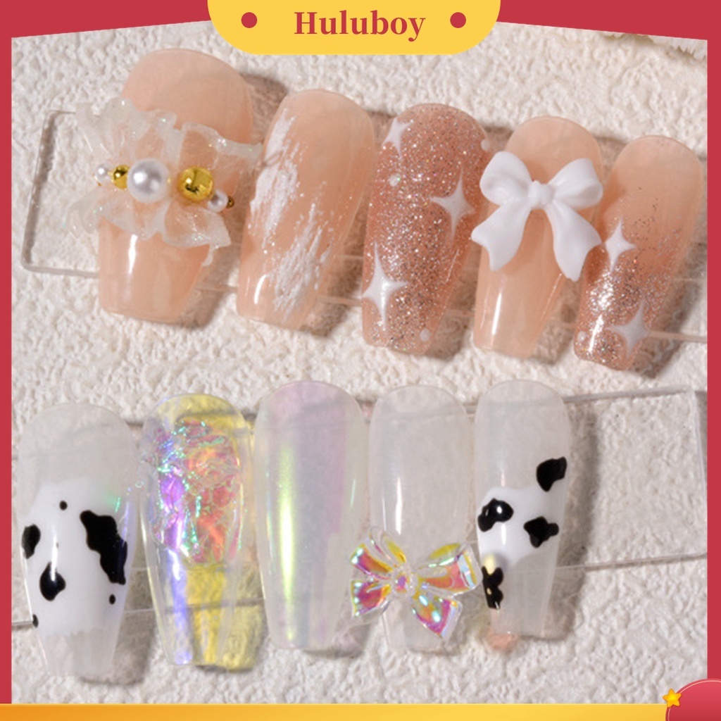 Huluboy Huluboy♡ 1 Kotak Perhiasan Berlian Imitasi Bentuk Pita Beruang Mutiara Untuk Dekorasi Nail Art