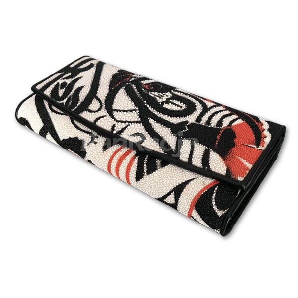 Dompet wanita kulit ikan pari asli model besar motif tribal | dompet kulit ikan pari asli