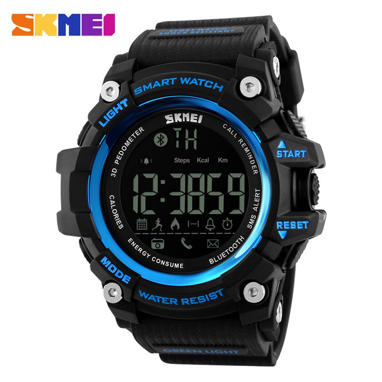 SKMEI Jam Tangan Olahraga Smartwatch Bluetooth - Hitam/Gold/Biru