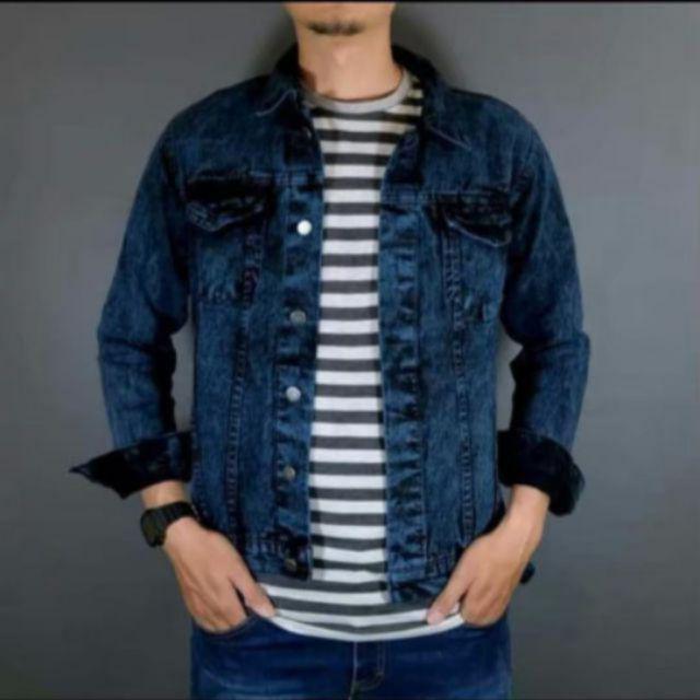 JAKET JEANS SANWASH PRIA JAKET  JEANS SNOW BLACK JAKET PRIA JAKET JEANS DENIM JAKET JEANS COUPLE  JAKET JEANS COD-Sanwash blue