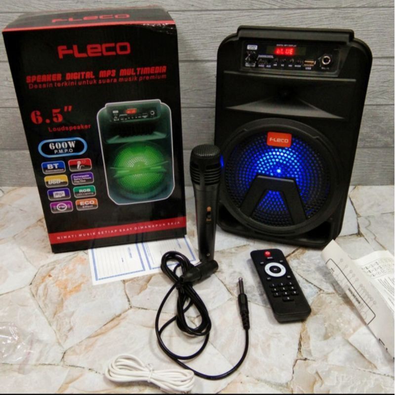 COD✅ SPEAKER BLUETOOTH KARAOKE Fleco F-6011/Speaker Fleco 6.5 Inch free mic+remote