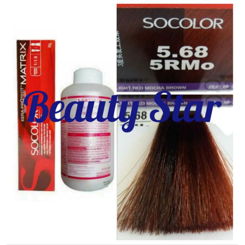 MATRIX SOCOLOR NO. 5.68 / 5RMo LIGHT RED MOCHA BROWN DAN OXYDANT