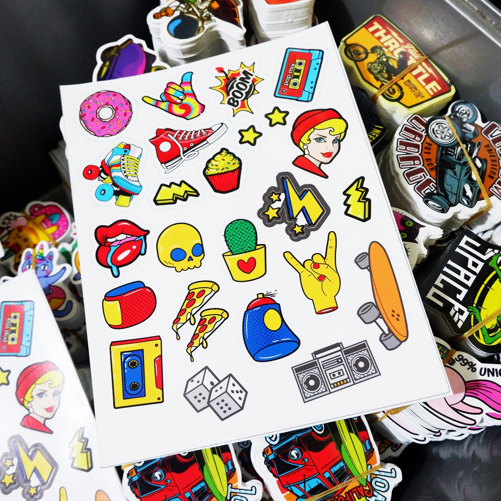 stiker sticker pop art aesthetic tumbler, laptop, helm,kulkas