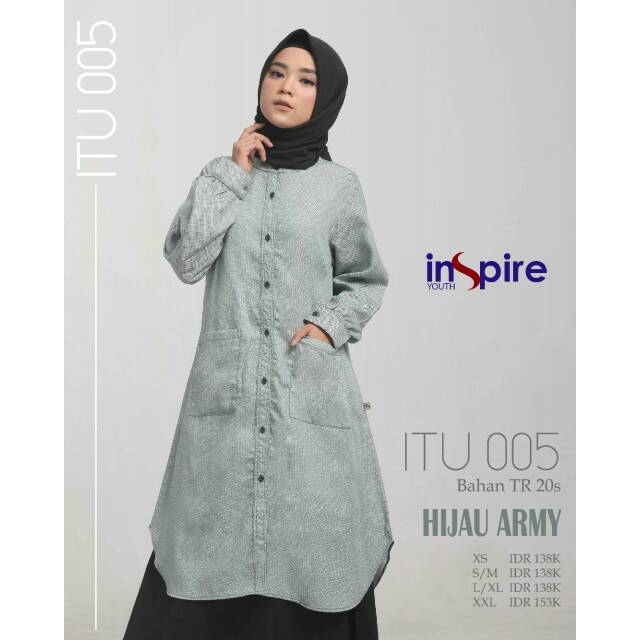 Tunik Hijau Army Masa Kini Bahan Adem Busui ITU 005 Inspire