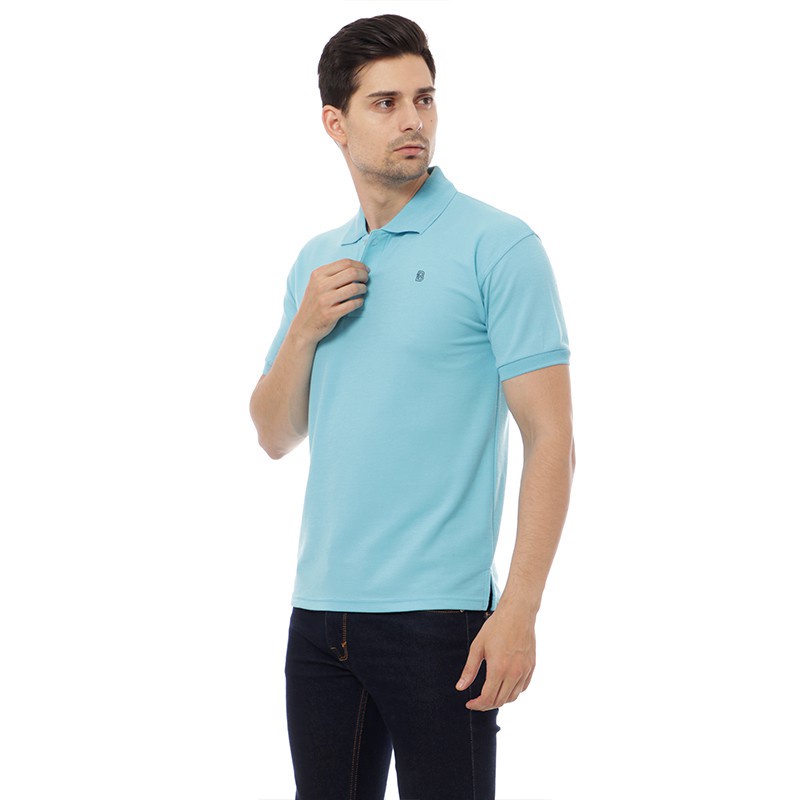 BlueButton Classic Men Embroidery PoloShirt Ocean Blue