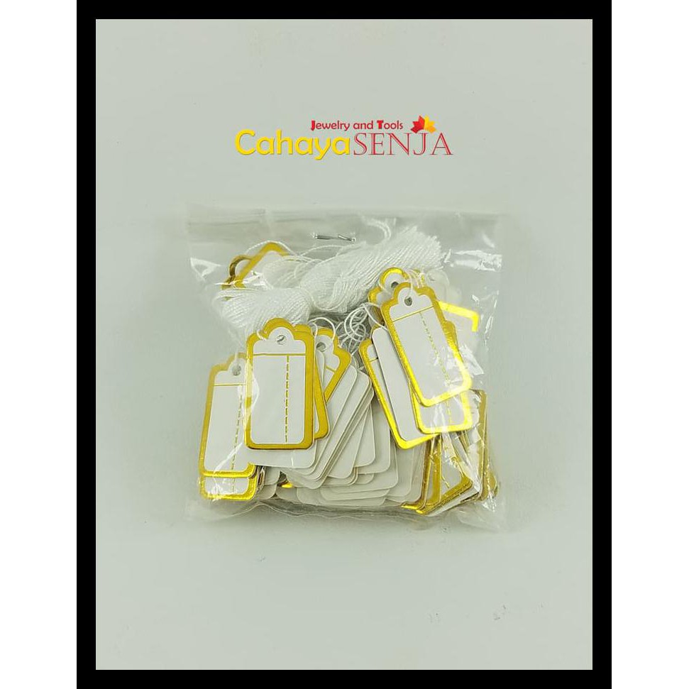 

Price Tag / Label Harga / Label Perhiasan Putih List Gold Isi 100Pcs Komplit
