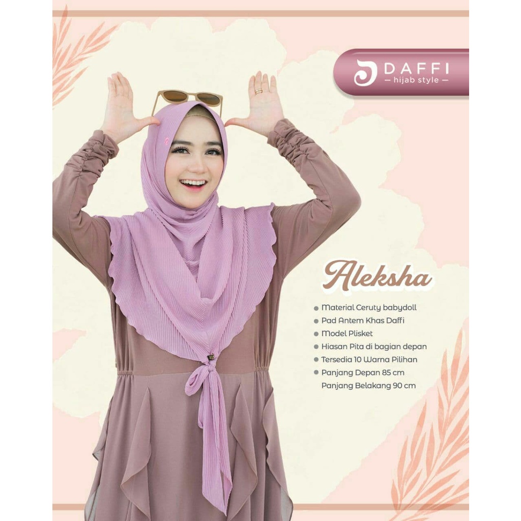 HIJAB ALEKSHA PLISKET INSTAN ORI DAFFI MODEL TERBARU BAHAN CERUTY BABYDOLL MINI PET BISA COD DIPAKAI