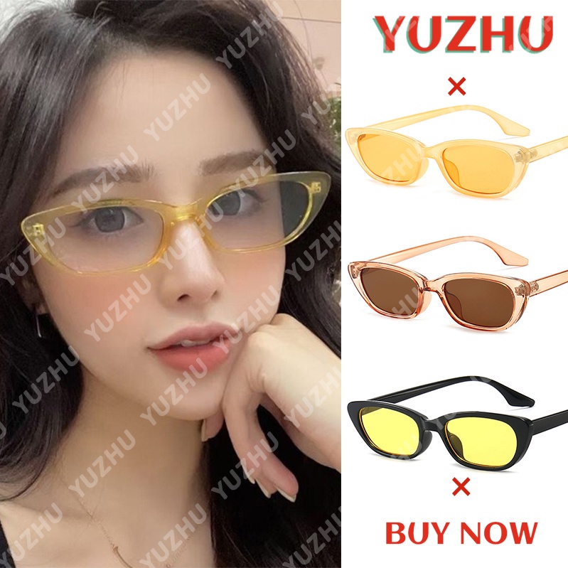 (YUZHU) COD Baru Kedatangan Korea Fashion Permen Warna Kecil Kacamata untuk Wanita Retro Cat Eye Sempit Kacamata Untuk Wanita