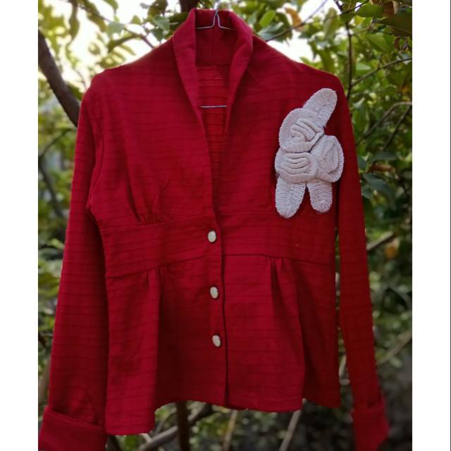 [PreLoved] Blazer Merah Pita Mawar