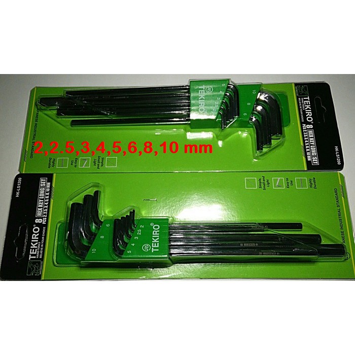 Kunci L Set Tekiro 8pcs PANJANG Original ORI Long Hex Key 2mm - 10mm 8 pcs